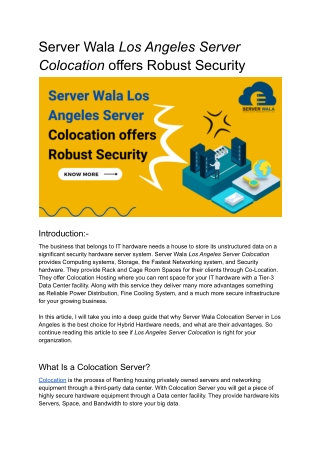 Server Wala Los Angeles Server Colocation offers Robust Security