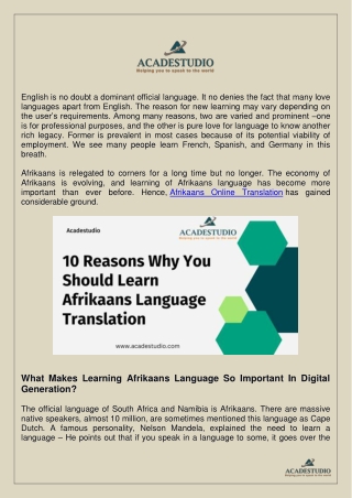 Learn Afrikaans Language Translation