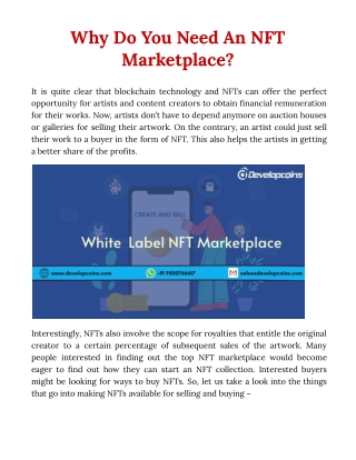 Why Do You Need An NFT Marketplace?