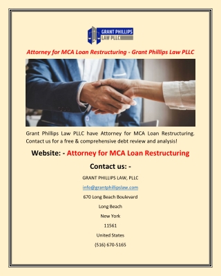 Attorney for MCA Loan Restructuring  Grant Phillips Law PLLC