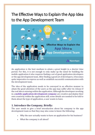 The Effective Ways to Explain the App Idea to the App Development Team