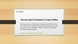 Korean Spot Treatment Cream Online  Beauty-rx.in