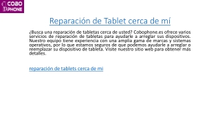 Reparación de Tablet cerca de mí  Cobophone.es