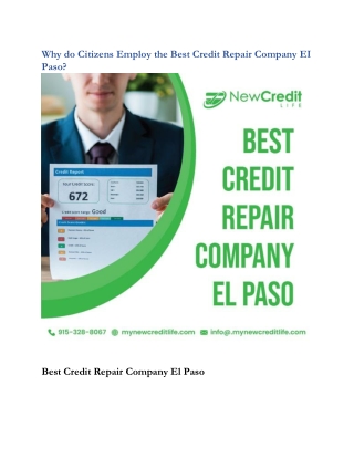 Why do Citizens Employ the Best Credit Repair Company EI Paso