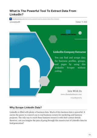 What Is The Powerful Tool To Extract Data From LinkedIn