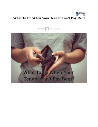 What To Do When Your Tenant Can't Pay Rent