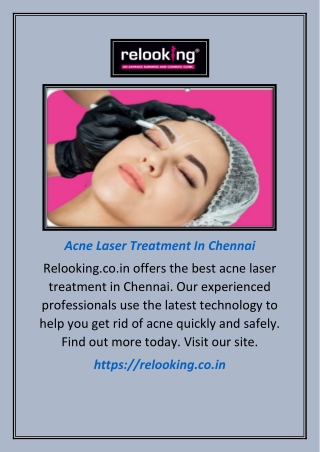 Acne Laser Treatment In Chennai | Relooking.co.in