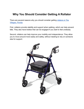 Why You Should Consider Getting A Rollator