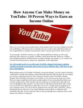 How Anyone Can Make Money on YouTube: 10 Proven Ways to Earn an Income Online