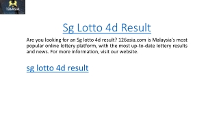 Sg Lotto 4d Result  126asia.com