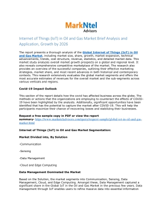 Internet of Things (IoT) in Oil and Gas Market Research Report: Forecast (2021-2