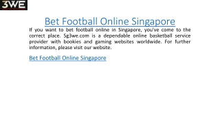 Bet Football Online Singapore Sg3we.com