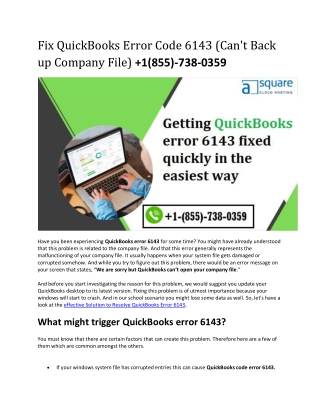 Fix QuickBooks Error Code 6143 (Can't Back up Company File)