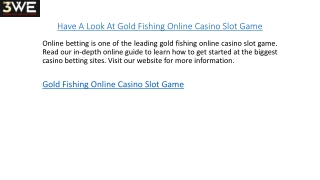 Have A Look At Gold Fishing Online Casino Slot Game