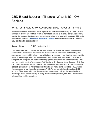 CBD Broad Spectrum Tincture: What is it? | OH Sapiens