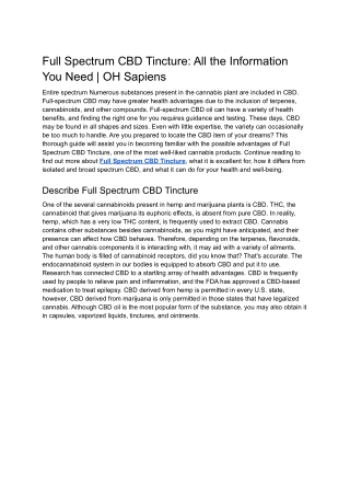 Full Spectrum CBD Tincture: All the Information You Need | OH Sapiens
