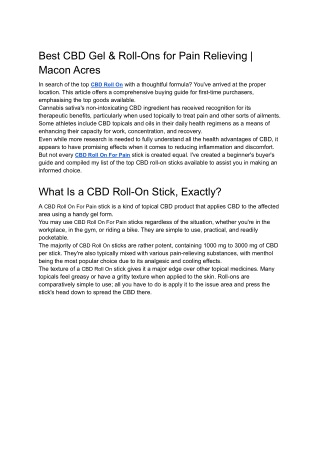 Best CBD Gel & Roll-Ons for Pain Relieving _ Macon Acres