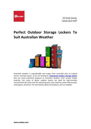 Perfect Outdoor Storage Lockers To Suit Australian Weather