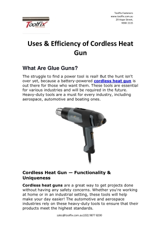 Uses & Efficiency of Cordless Heat Gun