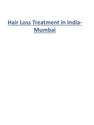 Hair Loss Treatment in India-Mumbai