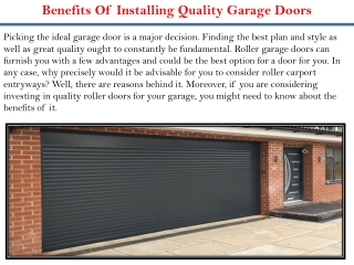 Benefits Of Installing Quality Garage Doors