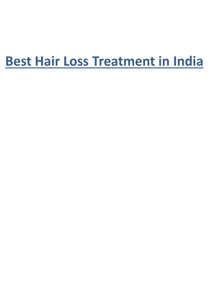 Best Hair Loss Treatment in India