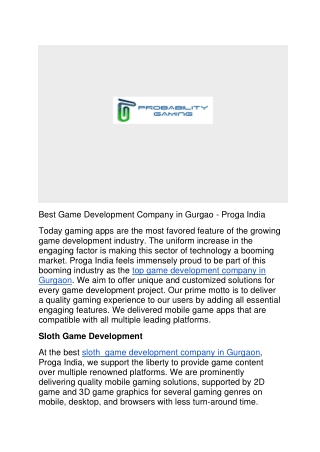 Best Game Development Company in Gurgao