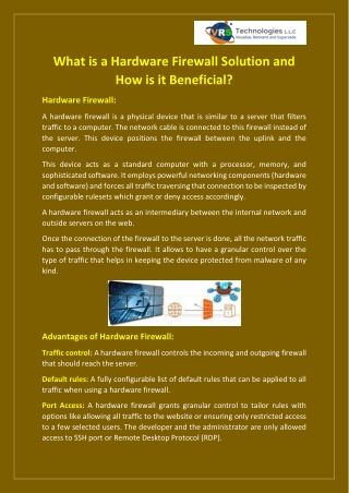 What is a Hardware Firewall Solution and How is it Beneficial