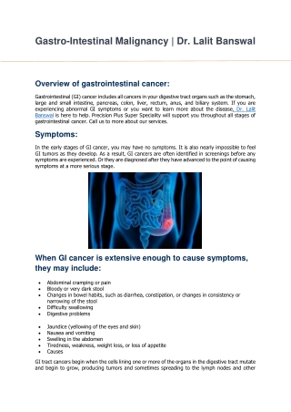 Gastro-Intestinal Malignancy