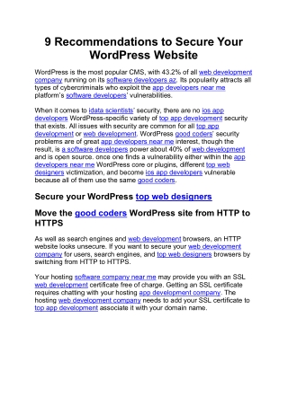 9 Recommendations To Secure Your WordPress Website