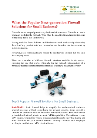 What the Popular Next-generation Firewall Solutions for Small Business