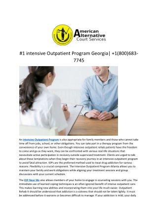 #1 intensive Outpatient Program Georgia|  1(800)683-7745