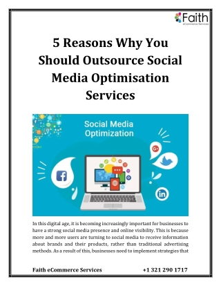 5 Reasons Why You Should Outsource Social Media Optimisation Services