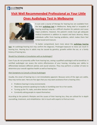 Visit Well Recommended Professional as Your Little Ones Audiology Test in Melbourne