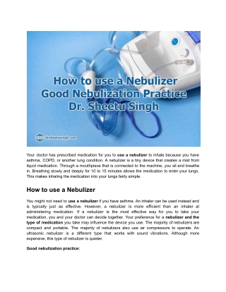 How to use a Nebulizer _ Good Nebulization Practice _ Dr. Sheetu Singh