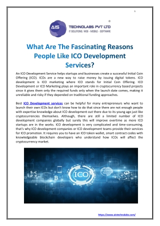 What are the Fascinating Reasons People Like ICO Development Services ?