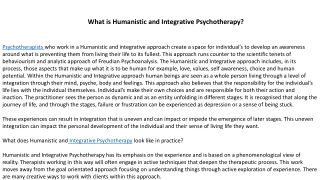 What is Humanistic and Integrative Psychotherapy