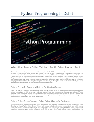 Python Programming in Delhi