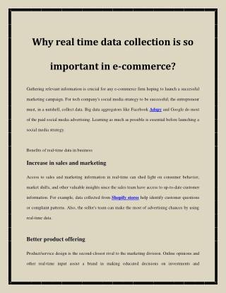 Why real time data collection is so important in e-commerce