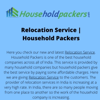 Relocation Service  Household Packers