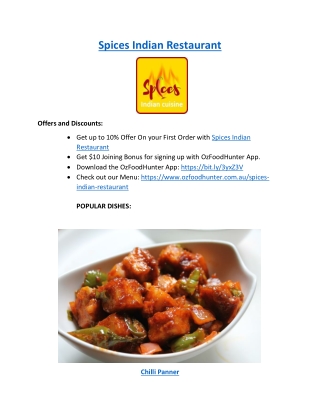 Up to 10% Offer - Spices Indian Restaurant - Order Now