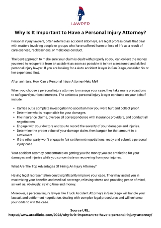 Why Is It Important to Have a Personal Injury Attorney