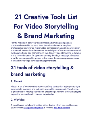 21 Creative Tools List For Video Storytelling & Brand Marketing