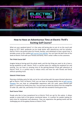 How to Have an Adventurous Time at Electric Thrill’s Exciting Golf Course?