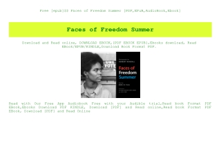 Free [epub]$$ Faces of Freedom Summer [PDF EPuB AudioBook Ebook]