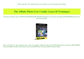Pdf [download]^^ The Affinity Photo User's Guide Learn 20 Techniques Read Online