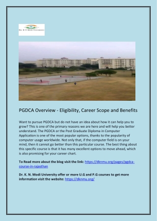 PGDCA Overview