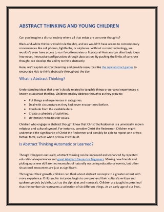 ABSTRACT THINKING AND YOUNG CHILDREN