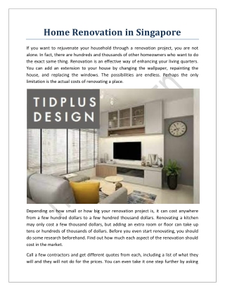 Home Renovation in Singapore