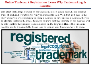 Online Trademark Registration: Learn Why Trademarking Is Essential